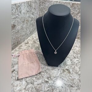 Judith Ripka La Petite Pink Heart Pendant Necklace In Silver With Dust Bag